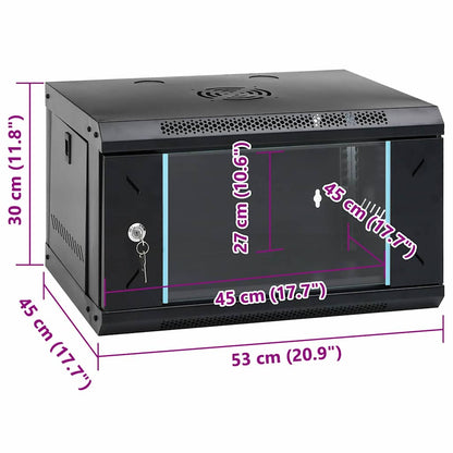 Netzwerkschrank mit Speicher Schwarz 53 x 45 x 30 cm Stahl