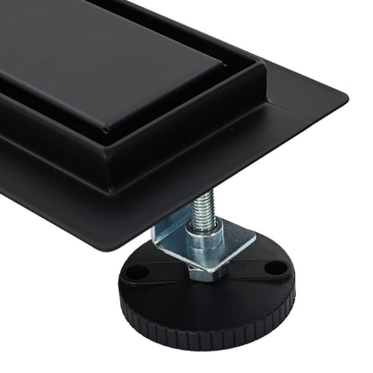 Duschablauf 2-in-1 mit 360° Siphon Schwarz 90 cm Edelstahl 304