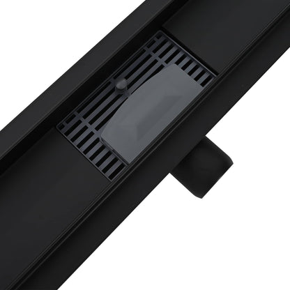 2 in 1 Duschabfluss Schwarz 100 cm Edelstahl 304