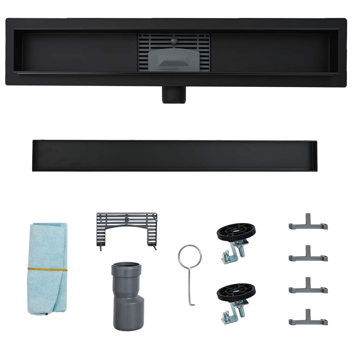 2 in 1 Duschabfluss Schwarz 100 cm Edelstahl 304