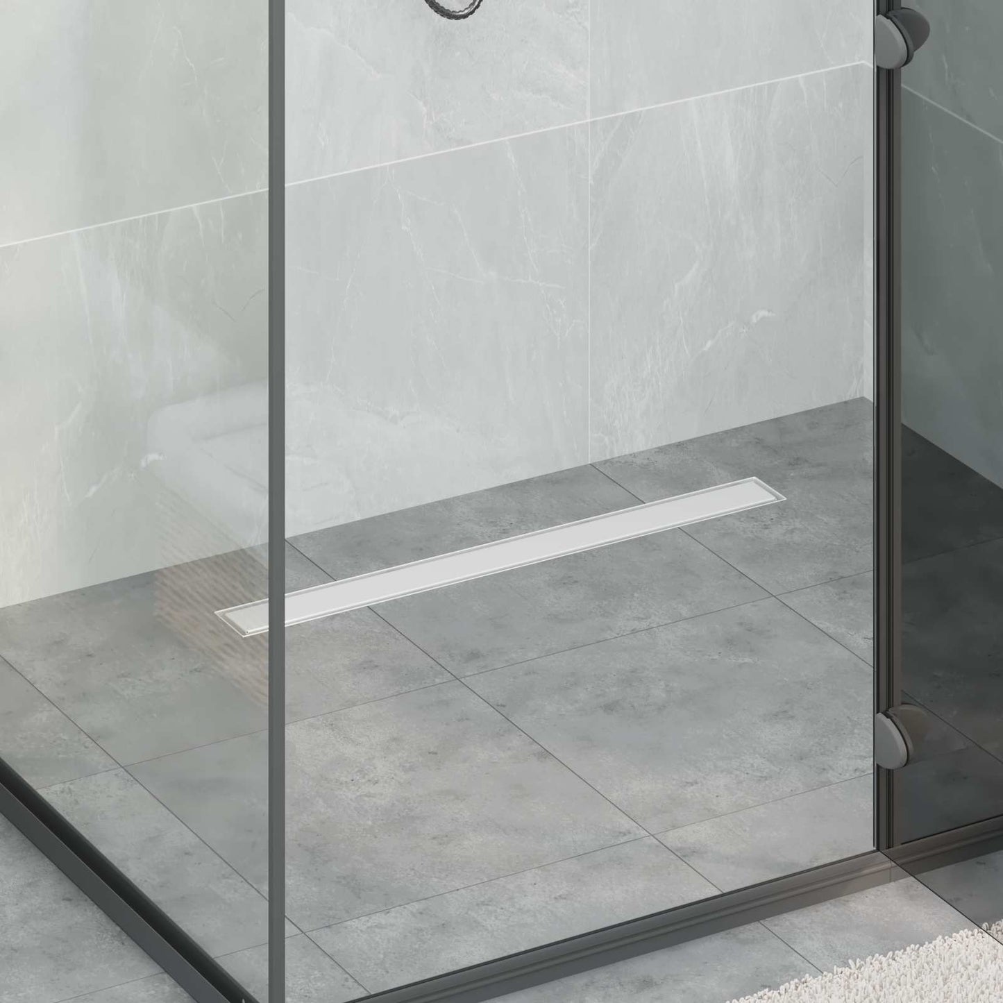 Duschablauf 2-in-1 mit 360° Siphon Silber 70 cm Edelstahl 304