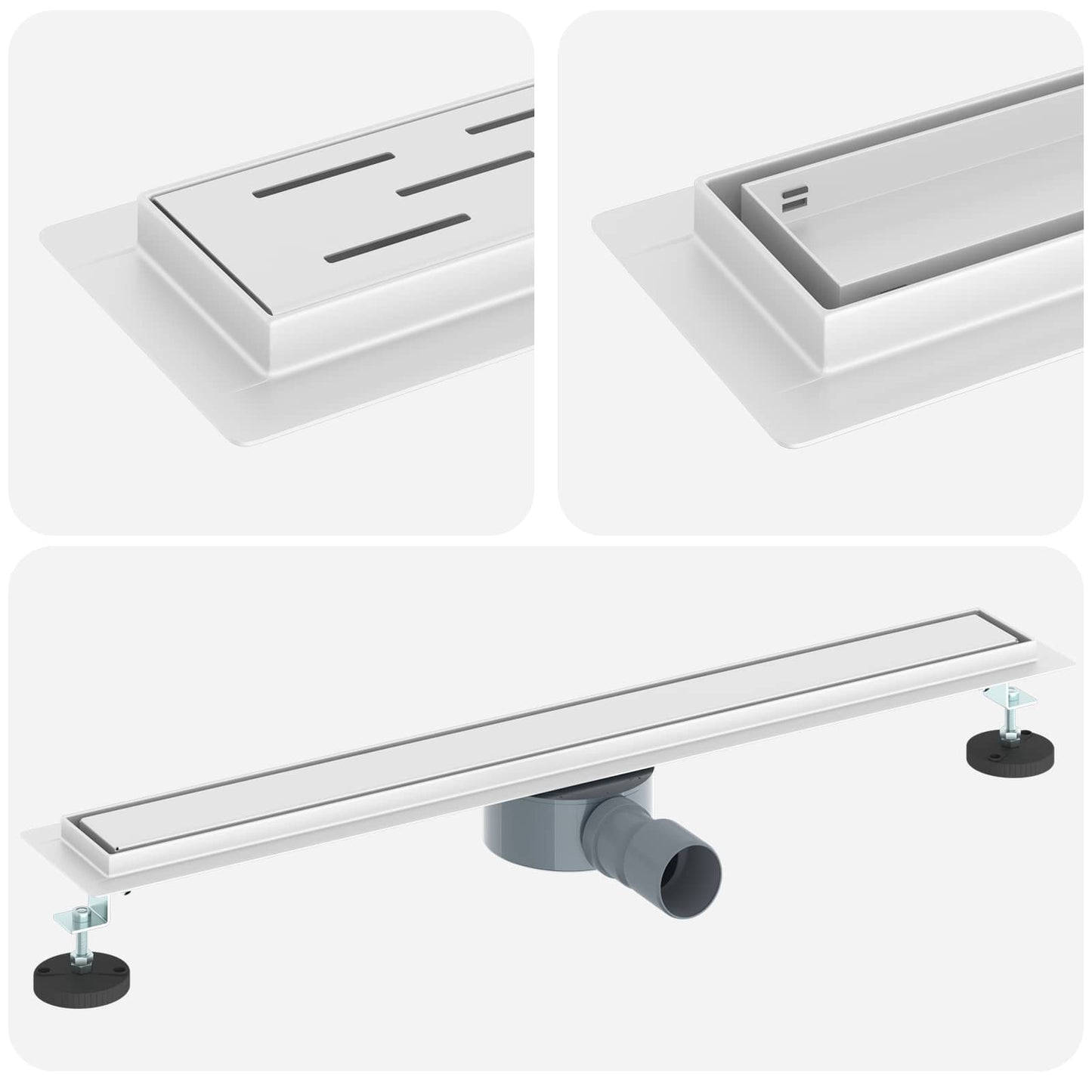 Duschablauf 2-in-1 mit 360° Siphon Silber 70 cm Edelstahl 304