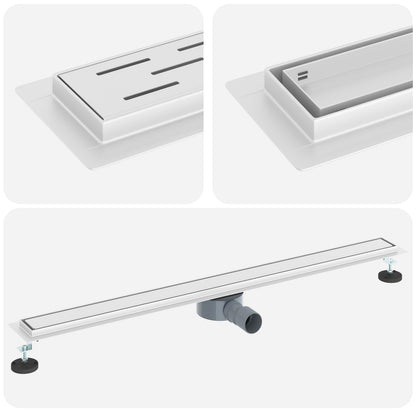 Duschablauf 2-in-1 mit 360° Siphon Silber 100 cm Edelstahl 304