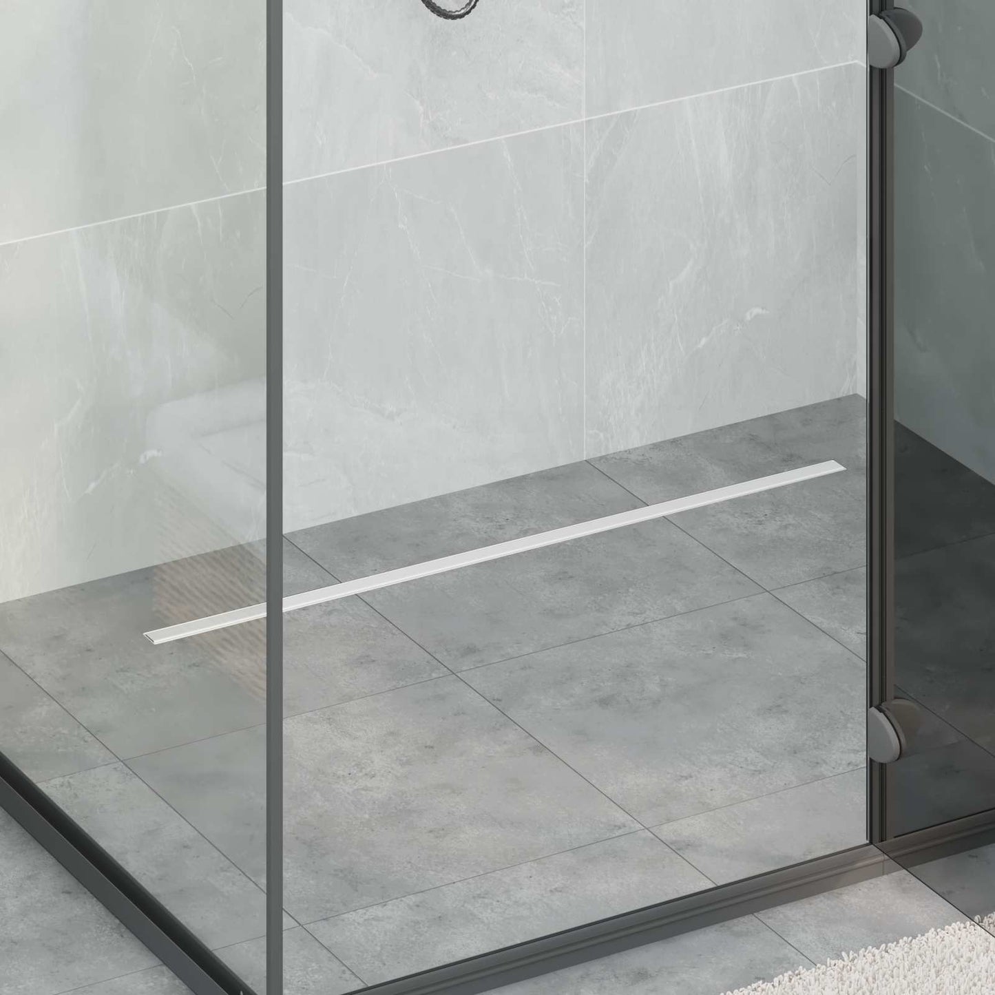 360° Duschablauf mit slim Modell Silber 90 cm Edelstahl 304