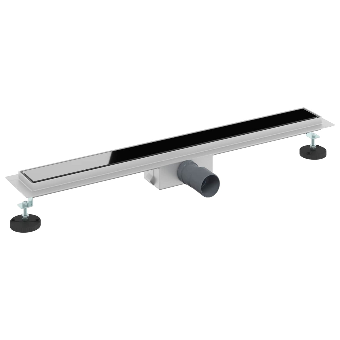 Duschabfluss mit Glasabdeckung Schwarz 80 cm Edelstahl 304