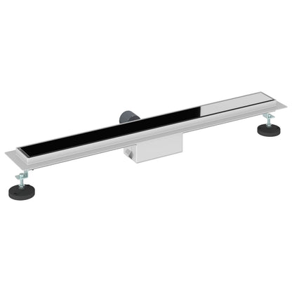 Duschabfluss mit Glasabdeckung Schwarz 70 cm Edelstahl 304