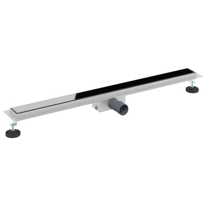 Duschabfluss mit Glasabdeckung Schwarz 100 cm Edelstahl 304