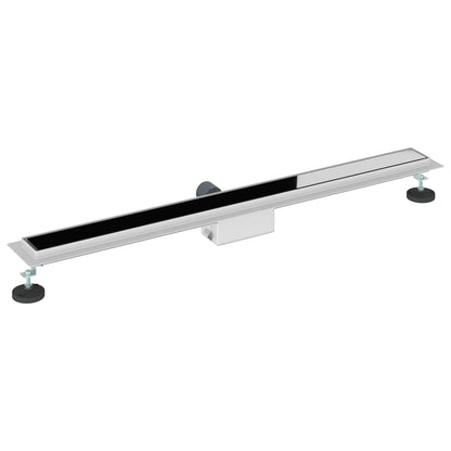 Duschabfluss mit Glasabdeckung Schwarz 90 cm Edelstahl 304