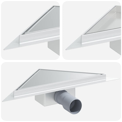 2 in 1 Dreiecks-Duschabfluss Silber 32 x 32 x 7,5 cm