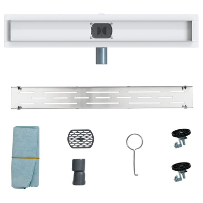 Duschabfluss mit Glashülle und 360° Siphon Silber 60 cm