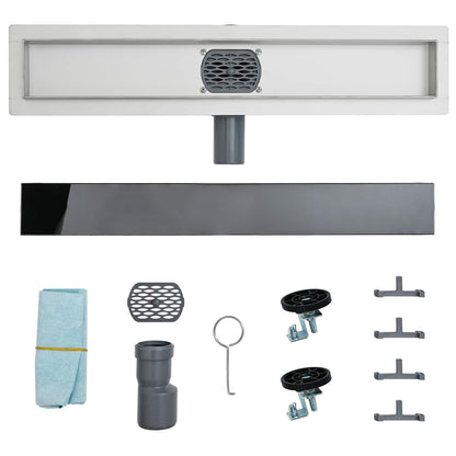 Duschabfluss mit Glashülle und 360° Siphon Schwarz 90 cm