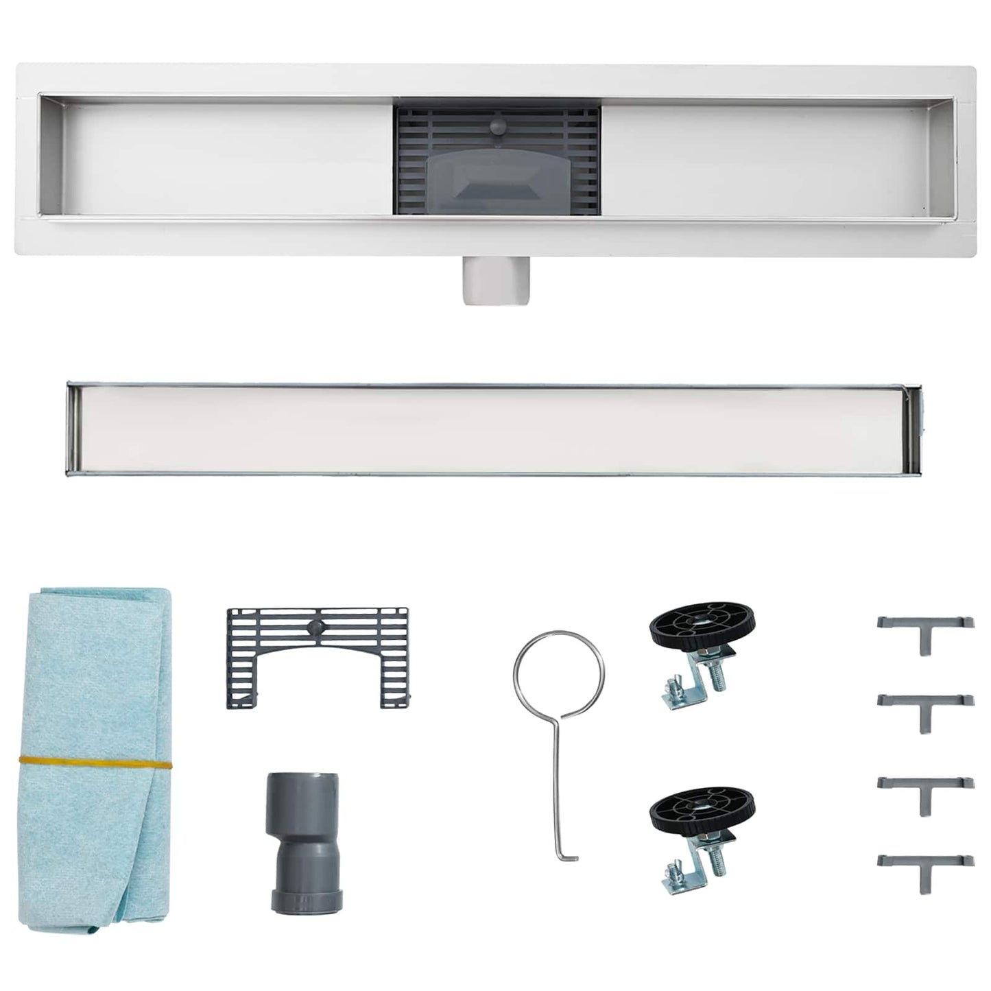 Duschabfluss mit Glasabdeckung Schwarz 60 cm Edelstahl 304