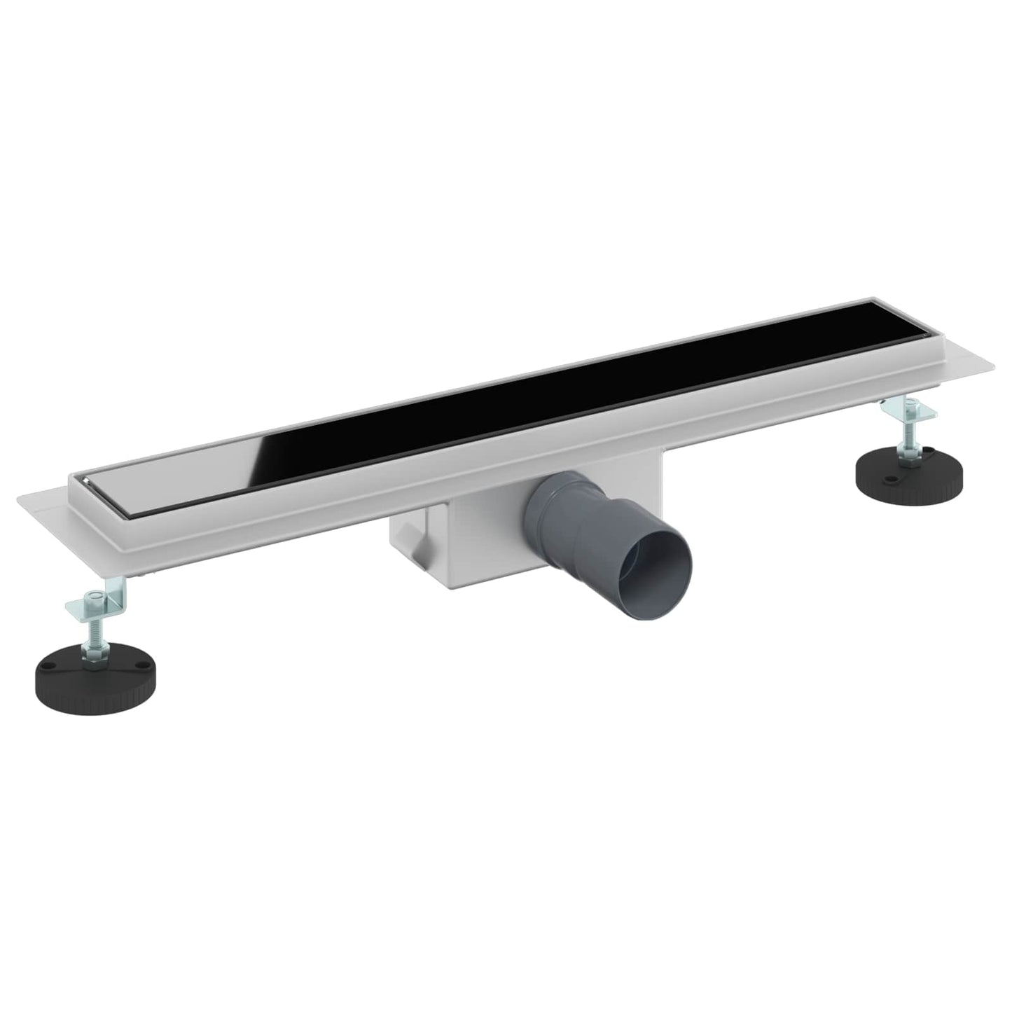 Duschabfluss mit Glasabdeckung Schwarz 60 cm Edelstahl 304