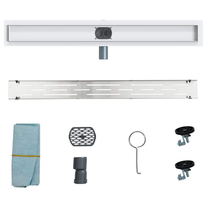 Duschabfluss mit Glashülle und 360° Siphon Silber 80 cm