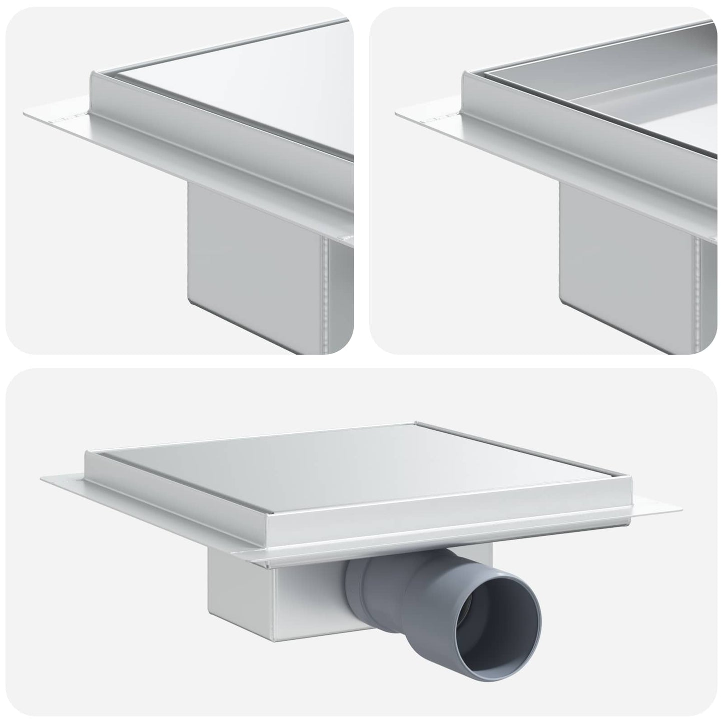 2 in 1 Duschabfluss Silber 20 x 20 cm Edelstahl 304