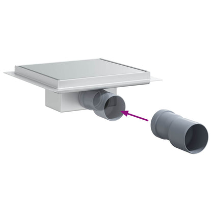 2 in 1 Duschabfluss Silber 20 x 20 cm Edelstahl 304