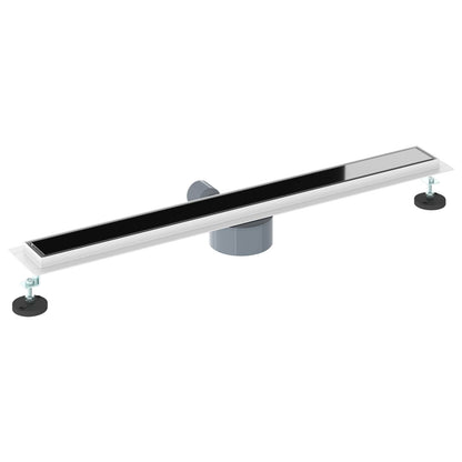 Duschabfluss mit Glashülle und 360° Siphon Schwarz 80 cm