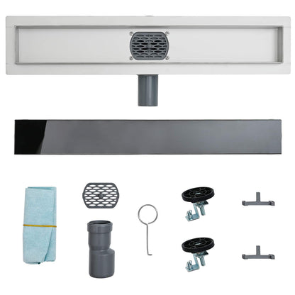 Duschabfluss mit Glashülle und 360° Siphon Schwarz 50 cm