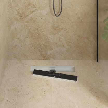 Duschabfluss mit Glashülle und 360° Siphon Schwarz 50 cm