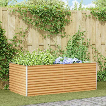 vidaXL Carré potager marron clair 195 x 100 x 68 cm Acier galvanisé