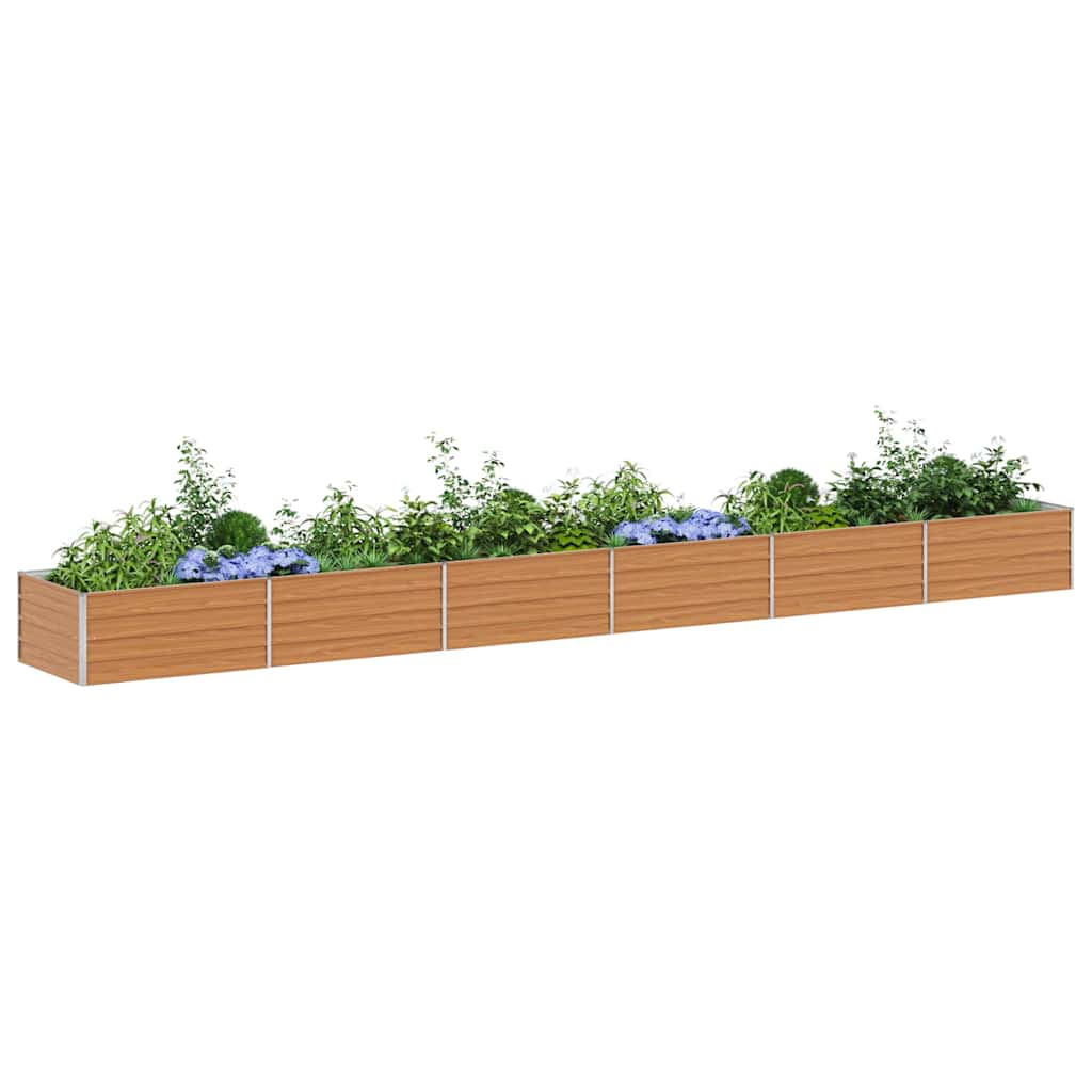 vidaXL Hochbeet Hellbraun 600 x 80 x 45 cm Verzinkter Stahl
