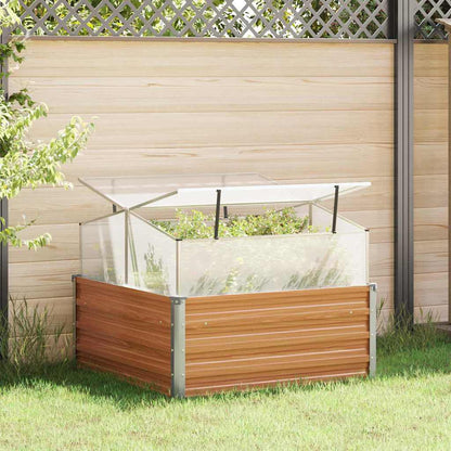 vidaXL Gartenpflanzer mit Gewächshaus Hellbraun 100 x 100 x 77 cm