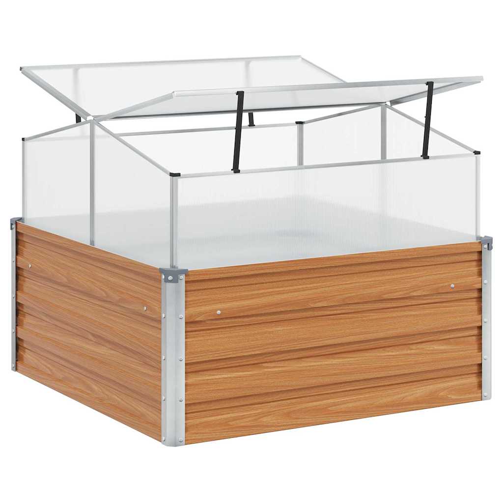 vidaXL Gartenpflanzer mit Gewächshaus Hellbraun 100 x 100 x 77 cm