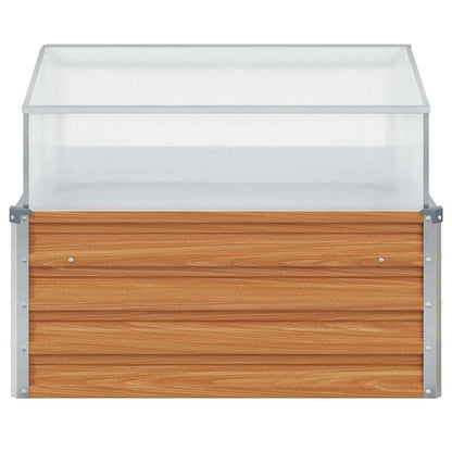 vidaXL Gartenpflanzer mit Gewächshaus Hellbraun 100 x 100 x 77 cm