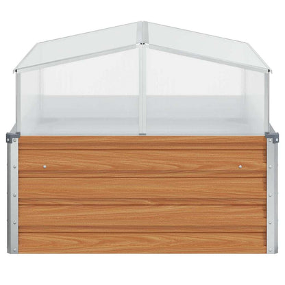 vidaXL Gartenpflanzer mit Gewächshaus Hellbraun 100 x 100 x 77 cm