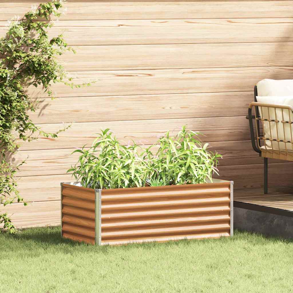 vidaXL Carré potager marron clair 98 x 50 x 36 cm Acier galvanisé