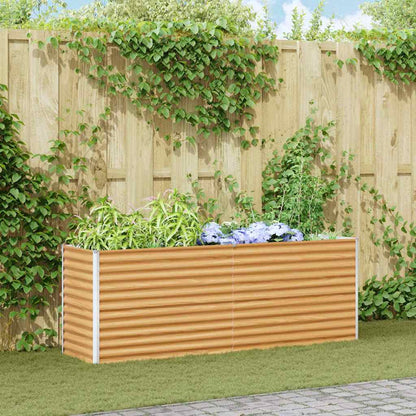 vidaXL Carré potager marron clair 195 x 50 x 68 cm Acier galvanisé