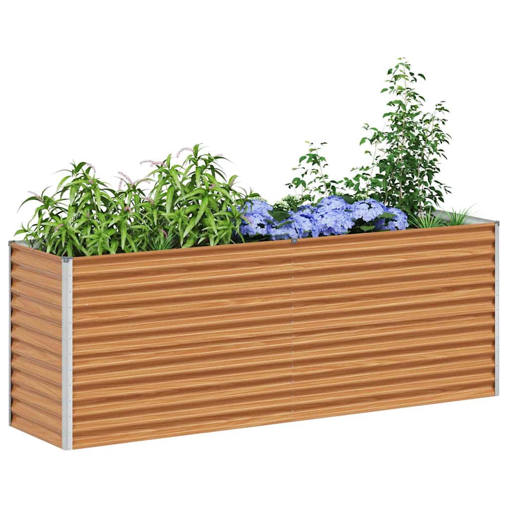 vidaXL Carré potager marron clair 195 x 50 x 68 cm Acier galvanisé