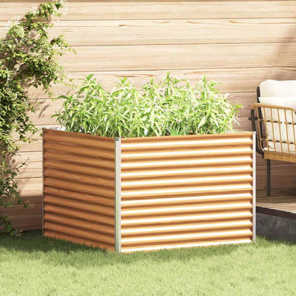vidaXL Carré potager marron clair 98 x 100 x 68 cm acier galvanisé