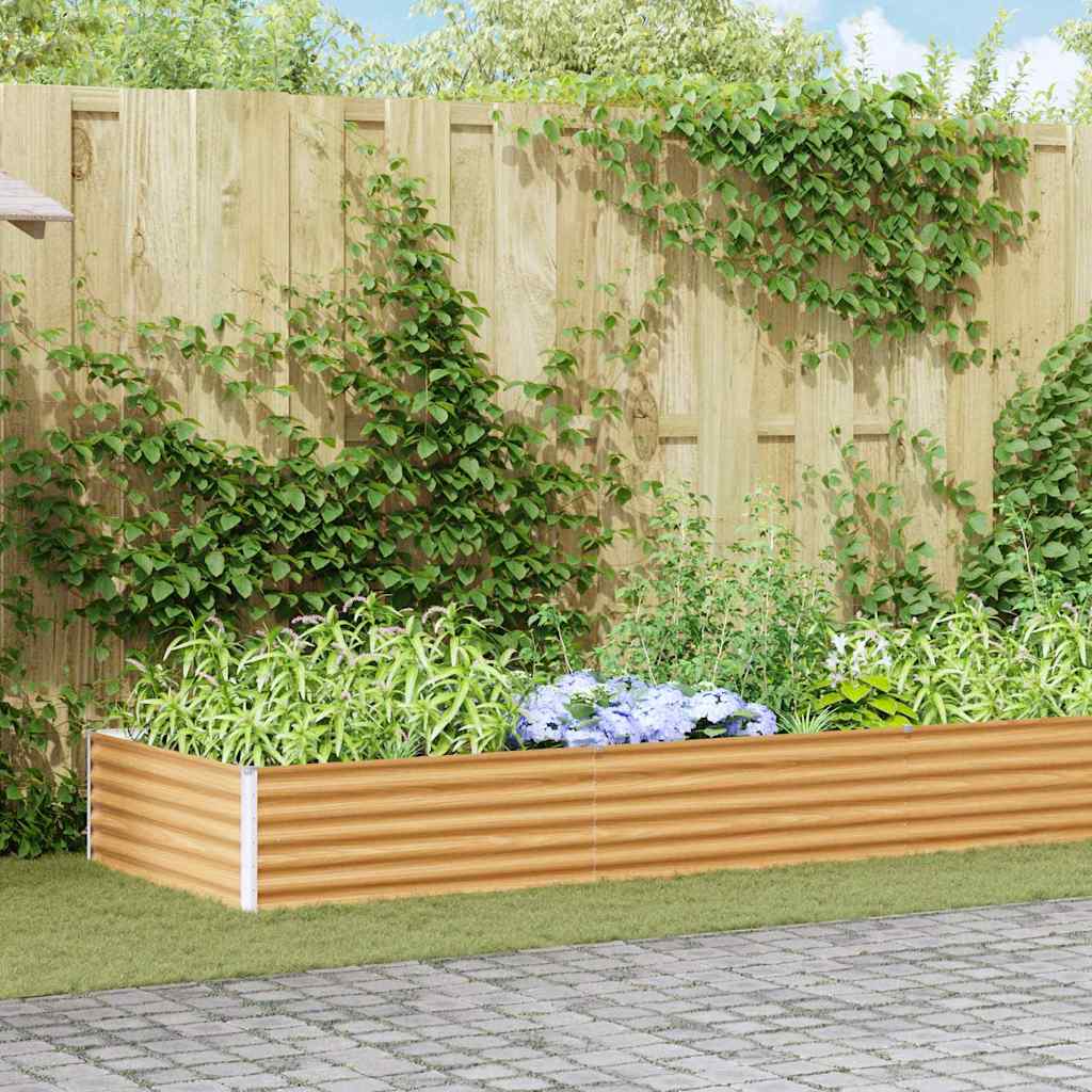 vidaXL Carré potager marron clair 970 x 100 x 36 cm Acier galvanisé