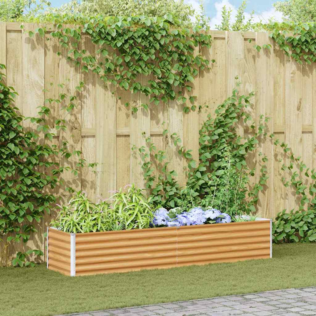 vidaXL Carré potager marron clair 195 x 50 x 36 cm Acier galvanisé