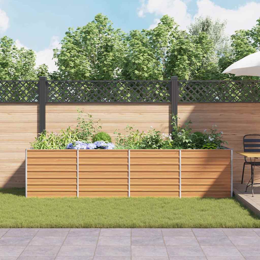 vidaXL Hochbeet Hellbraun 320 x 80 x 77 cm Verzinkter Stahl