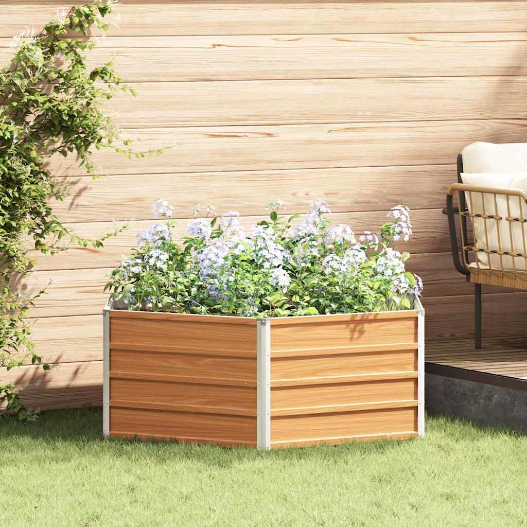 vidaXL Carré potager aspect bois 129 x 129 x 45 cm Acier galvanisé