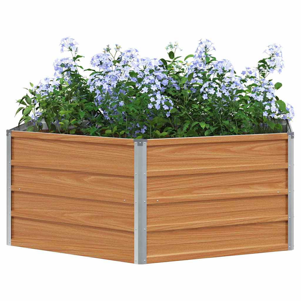 vidaXL Carré potager aspect bois 129 x 129 x 45 cm Acier galvanisé