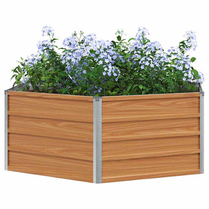 vidaXL Carré potager aspect bois 129 x 129 x 45 cm Acier galvanisé