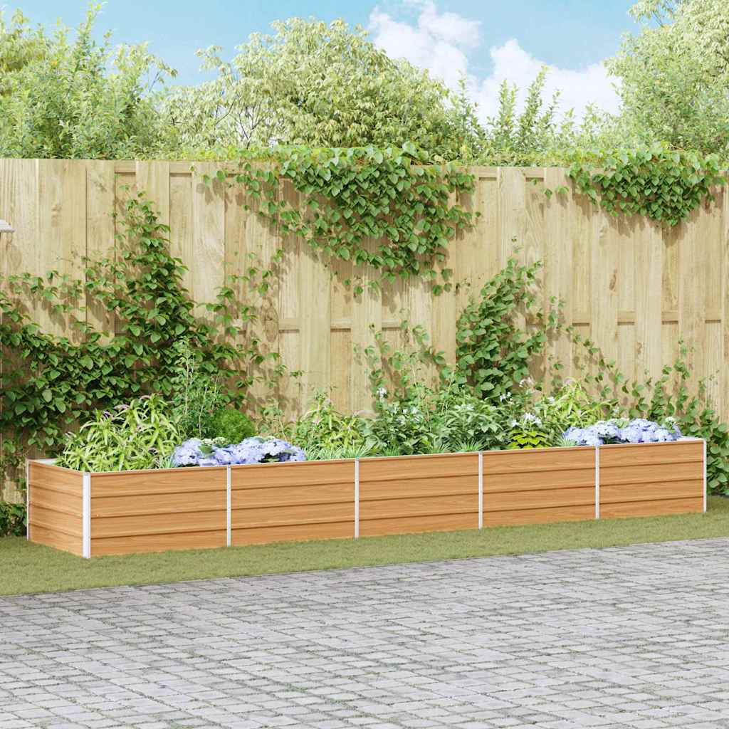vidaXL Hochbeet Hellbraun 400 x 80 x 45 cm Verzinkter Stahl