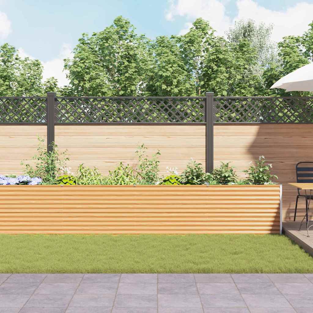 vidaXL Jardinnière surélevée Marron clair 485 x 50 x 68 cm Acier galvanisé
