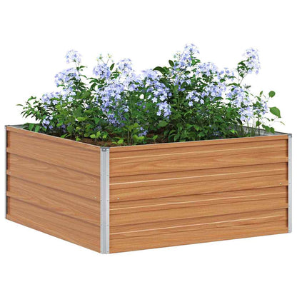 vidaXL Hochbeet Hellbraun 100 x 100 x 45 cm Verzinkter Stahl