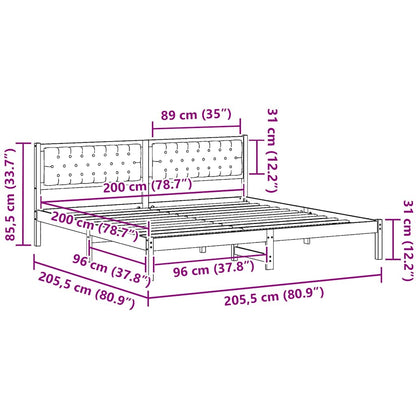 Bettrahmen Hellgrau 200 x 200 cm Massives Kiefernholz