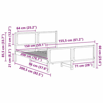 Bettrahmen mit Kopfteil Schwarz 150 x 200 cm Stoff