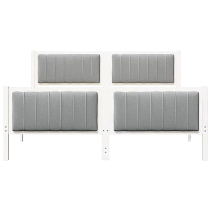 Bettgestell Weiß und Hellgrau 150 x 200 cm Massivholz Kiefer