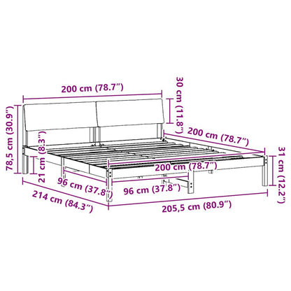 Bettgestell Weiß und Hellgrau 200 x 200 cm Massivholz Kiefer