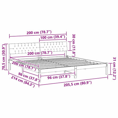 Bettgestell Braun und Taupe 200 x 200 cm Massivholz Kiefer