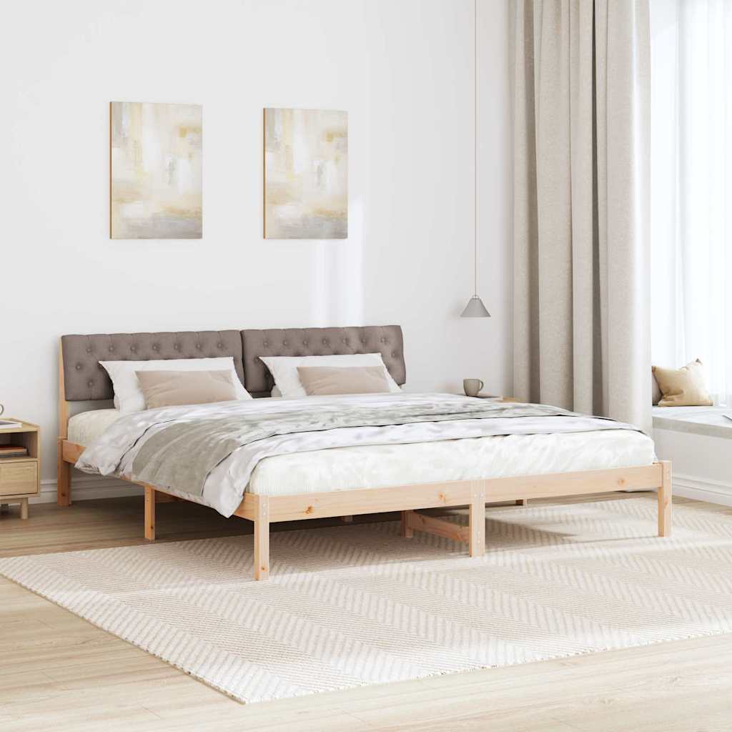 Bettgestell Braun und Taupe 180 x 200 cm Massivholz Kiefer