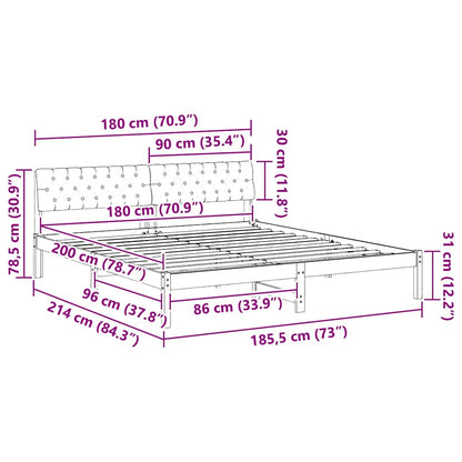 Bettgestell Braun und Taupe 180 x 200 cm Massivholz Kiefer