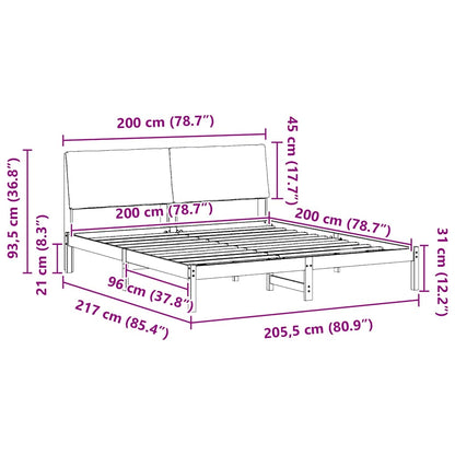 Bettgestell Braun und hellgrau 200 x 200 cm Massivholz Kiefer
